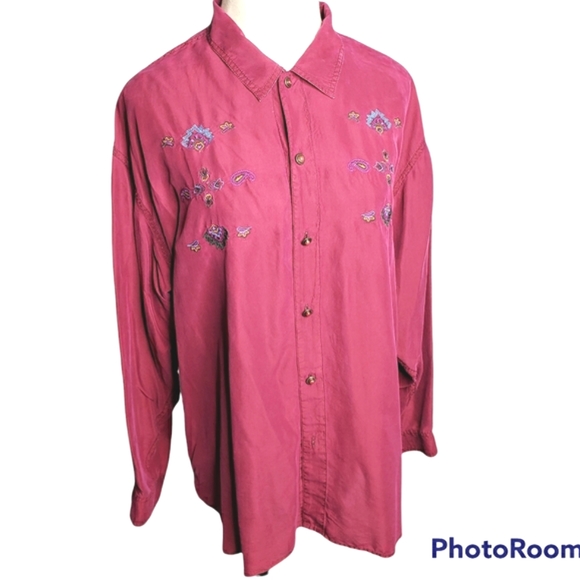 Vintage silk embroidered blouse - Picture 1 of 13
